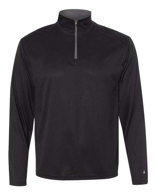 Badger 4102 Men's B-Core Quarter-Zip Pullover, Black/ Graphite