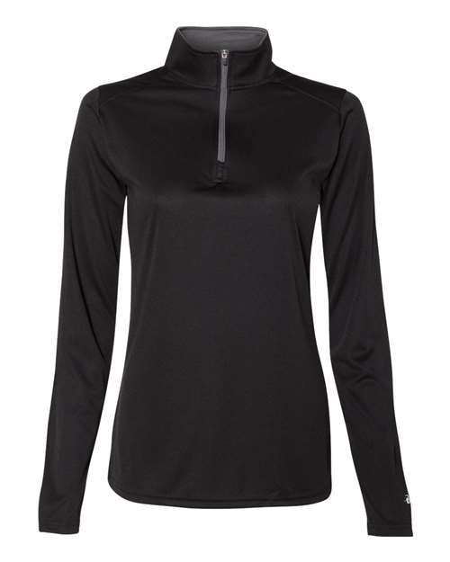 Badger 4103 Women’s B-Core Quarter-Zip Pullover, Black/ Graphite