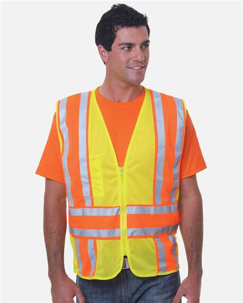 Bayside 3787 Unisex USA-Made ANSI Safety Mesh Vest, Lime Green