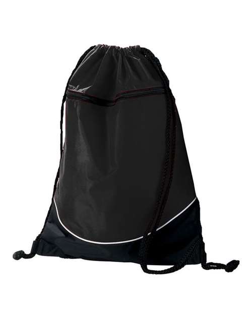 Augusta Sportswear 1920 Tri-Color Drawstring Backpack, Black/ Black/ White