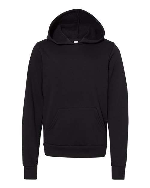 BELLA + CANVAS 3719Y Youth Sponge Fleece Hoodie Sweatshirt, Black