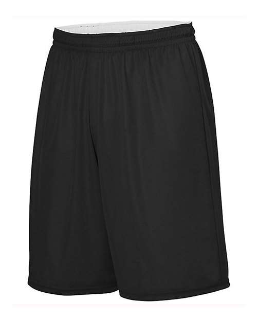 Augusta Sportswear 1407 Youth Reversible Wicking Shorts, Black/ White