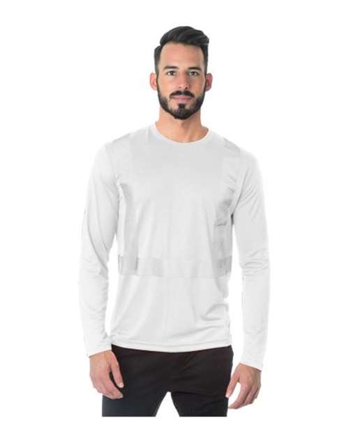 Bayside 3740 Unisex USA-Made Hi-Visibility Long Sleeve Performance T-Shirt - Segmented Tape, White