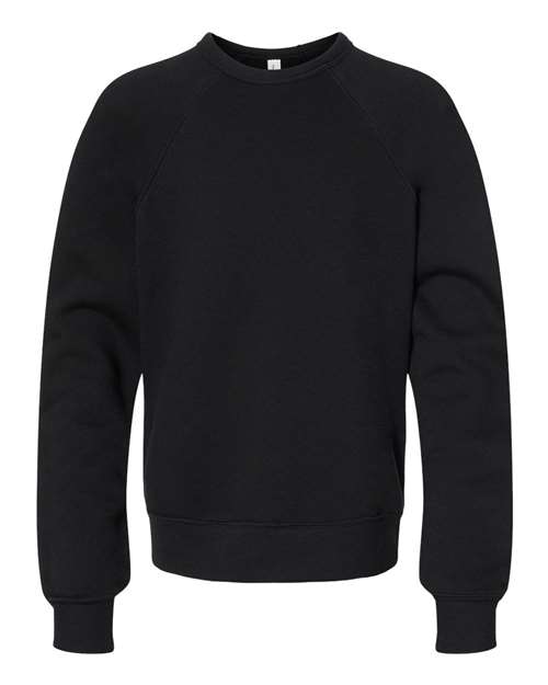 BELLA + CANVAS 3901Y Youth Sponge Fleece Crewneck Sweatshirt, Black