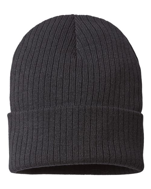 Atlantis Headwear RIO Sustainable Rib Cuffed Beanie, Black