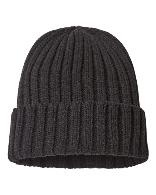 Atlantis Headwear SHORE Sustainable Cable Knit Cuffed Beanie, Black