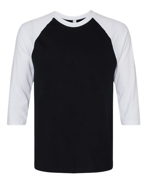 American Apparel 2003CVC Unisex CVC Three-Quarter Sleeve Tee, Black/ White