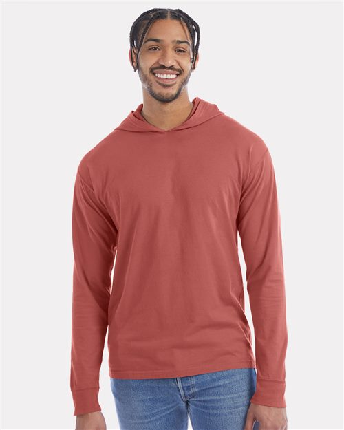 ComfortWash by Hanes GDH280 Unisex Garment-Dyed Jersey Hooded Long Sleeve T-Shirt