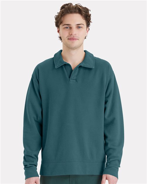 ComfortWash by Hanes GDH490 Unisex Garment-Dyed Polo Collar Sweatshirt