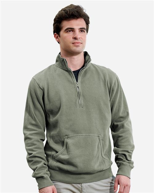 J. America 8732 Unisex Pigment-Dyed Fleece Quarter-Zip Pullover