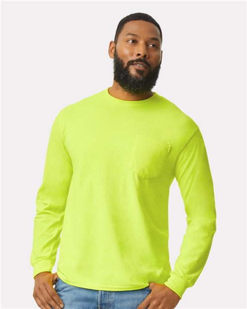 Gildan 2410 Unisex Ultra Cotton Long Sleeve Pocket T-Shirt