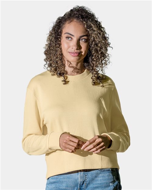 MV Sport W22106 Women's Romi Cloud Fleece Crop Crewneck Sweatshirt