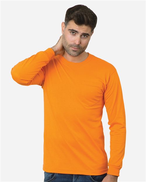 Bayside 1730 Unisex USA-Made 50/50 Long Sleeve Pocket T-Shirt