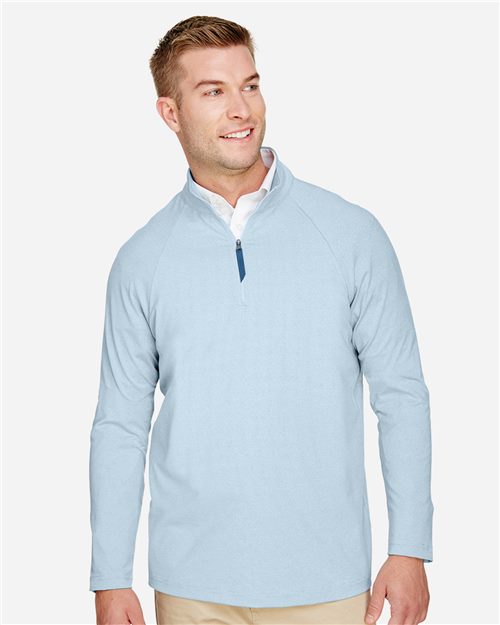 Devon & Jones DG480 Men's CrownLux Performance Clubhouse Micro-Stripe Quarter-Zip Pullover