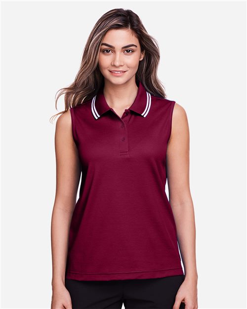 Devon & Jones DG20SW Women's CrownLux Performance Plaited Tipped Sleeveless Polo