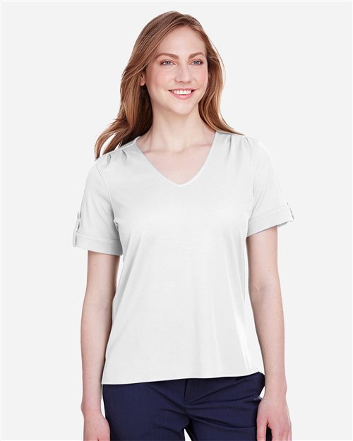 Devon & Jones DG20WB Women's CrownLux Performance Plaited Rolled Sleeve Shirt