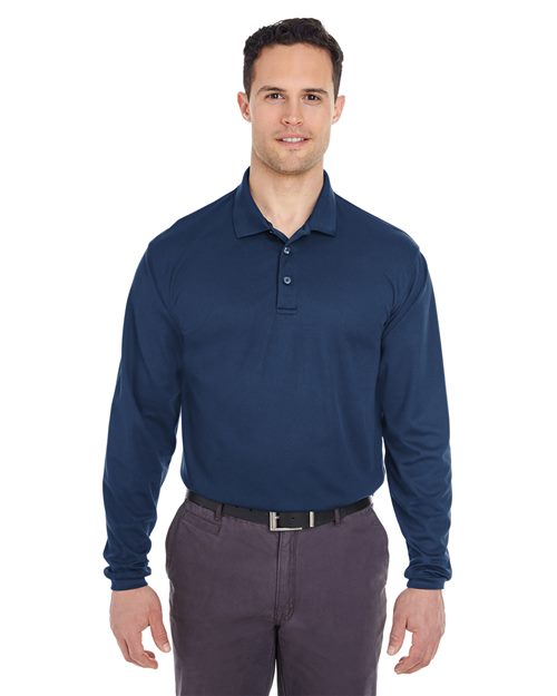 UltraClub 8210LS Men's Cool & Dry Long Sleeve Mesh Piqué Polo