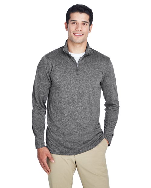 UltraClub 8618 Men's Cool & Dry Heathered Performance Quarter-Zip Pullover