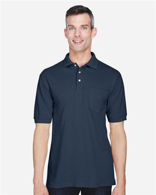 Harriton M265P Men's Easy Blend Polo with Pocket