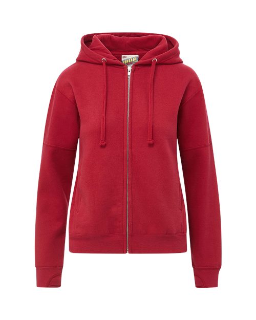 MV Sport W25165 Women's Vintage Fleece Hooded Full-Zip Sweatshirt