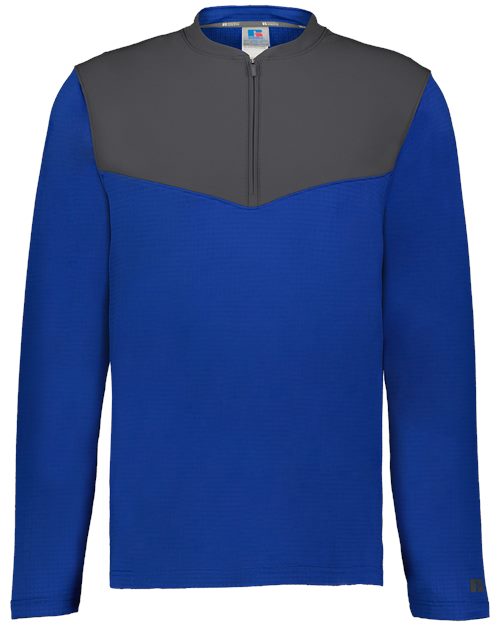 Russell Athletic R03GKM Unisex Sideline Grid Fleece Quarter-Zip Pullover