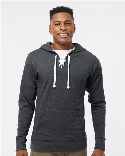 J. America 8231 Unisex Jersey Sport Lace Hooded Pullover