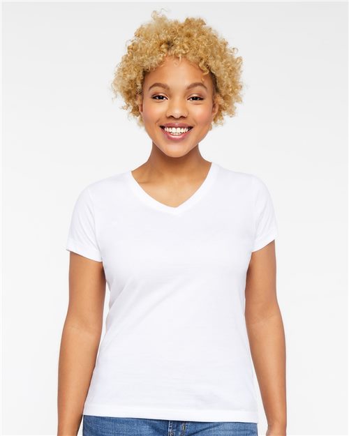 LAT 3507 Women's Fine Jersey V-Neck Tee