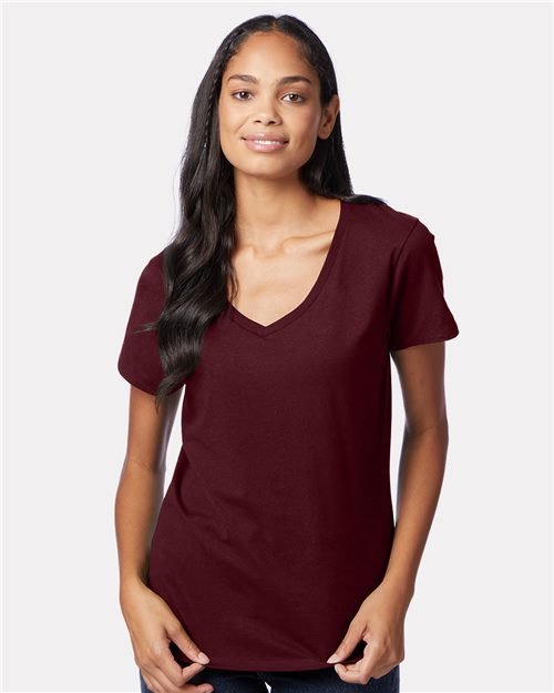 Hanes S04V Women's Perfect-T V-Neck T-Shirt