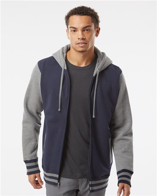 Independent Trading Co. IND45UVZ Unisex Heavyweight Varsity Full-Zip Hooded Sweatshirt
