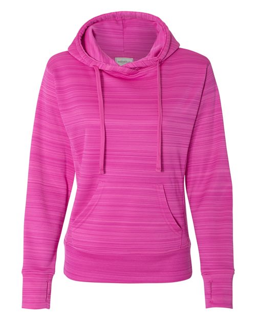 J. America 8662 Women's Odyssey Striped Performance Fleece Lapover Hooded Sweatshirt