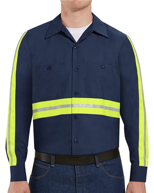 Red Kap SP14E Men's Industrial Enhanced-Visibility Long Sleeve Work Shirt