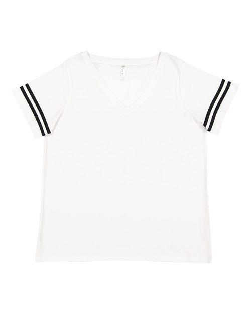 LAT 3837 Women's Curvy Collection Vintage Football Tee