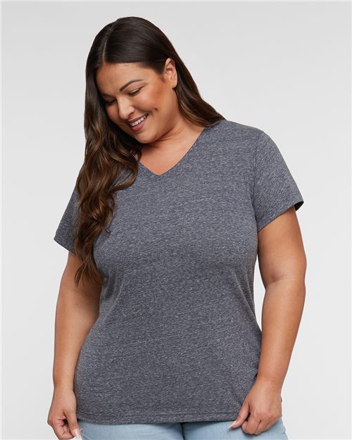 LAT 3591 Women's Harborside Mélange V-Neck Tee