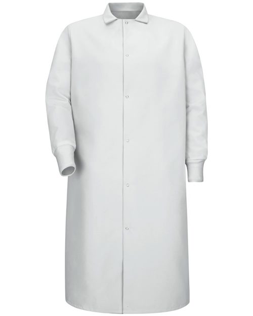 Red Kap KS60 Unisex Gripper-Front Pocketless Butcher Coat With Knit Cuffs