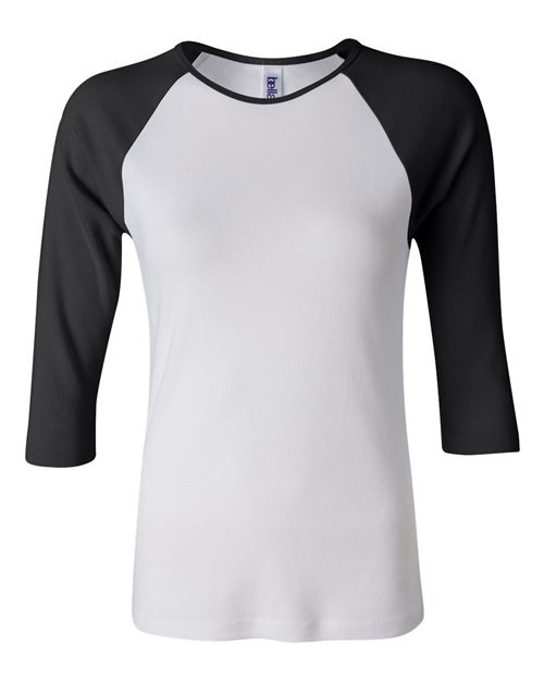 BELLA + CANVAS 2000 Women’s 1X1 Baby Rib Raglan Three-Quarter Sleeve Tee