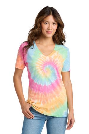 Port & Co LPC147V Women's Tie-Dye V-Neck Tee