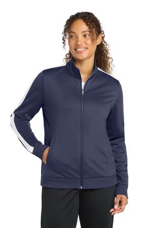 Sport-Tek LST94 Women's Tricot Sleeve Stripe Track Jacket