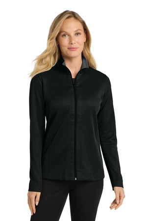 Port Authority L805 Women's Vertical Texture Full-Zip Jacket, Black/ Iron Grey