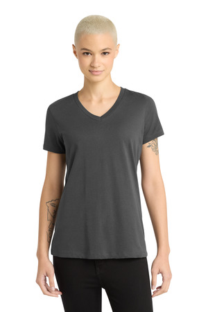 District DM1170L Women's Perfect Weight V-Neck Tee, Charcoal