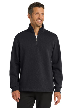 Port Authority F295 Slub Fleece 1/4-Zip Pullover, Black