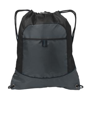 Port Authority BG611 Pocket Cinch Pack, Black/ Deep Smoke
