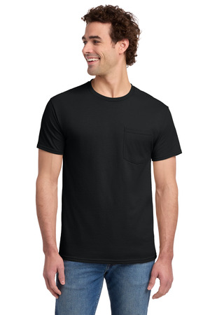 Jerzees 29MP Dri-Power 50/50 Cotton/Poly Pocket T-Shirt, Black