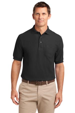 Port Authority TLK500P Tall Silk Touch Polo with Pocket, Black