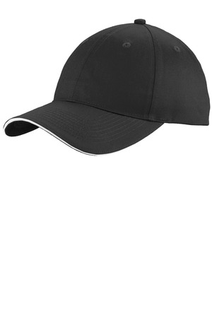 Port Authority C919 Unstructured Sandwich Bill Cap, Black/ White