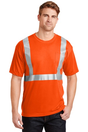 CornerStone CS401 ANSI 107 Class 2 Safety T-Shirt, Safety Orange/ Reflective