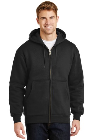 CornerStone CS620 Heavyweight Full-Zip Hooded Sweatshirt with Thermal Lining, Black