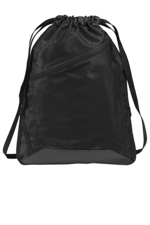 Port Authority BG616 Zip-It Cinch Pack, Black/ Black