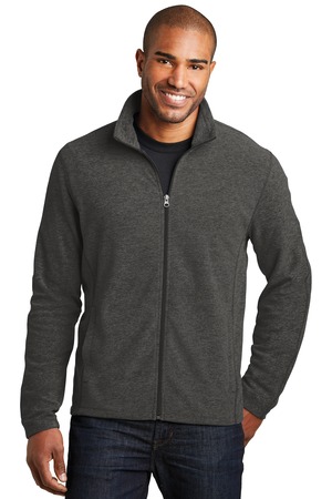 Port Authority F235 Heather Microfleece Full-Zip Jacket, Black Charcoal Heather