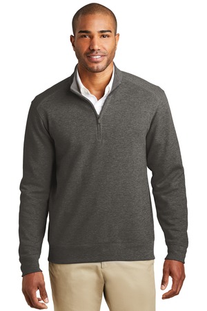 Port Authority K807 Interlock 1/4-Zip, Charcoal Heather/ Medium Heather Grey