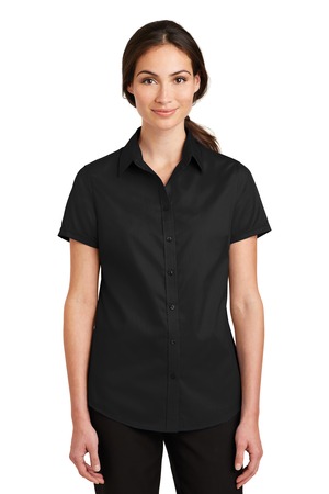 Port Authority L664 Women's Short Sleeve SuperPro Twill Shirt, Black